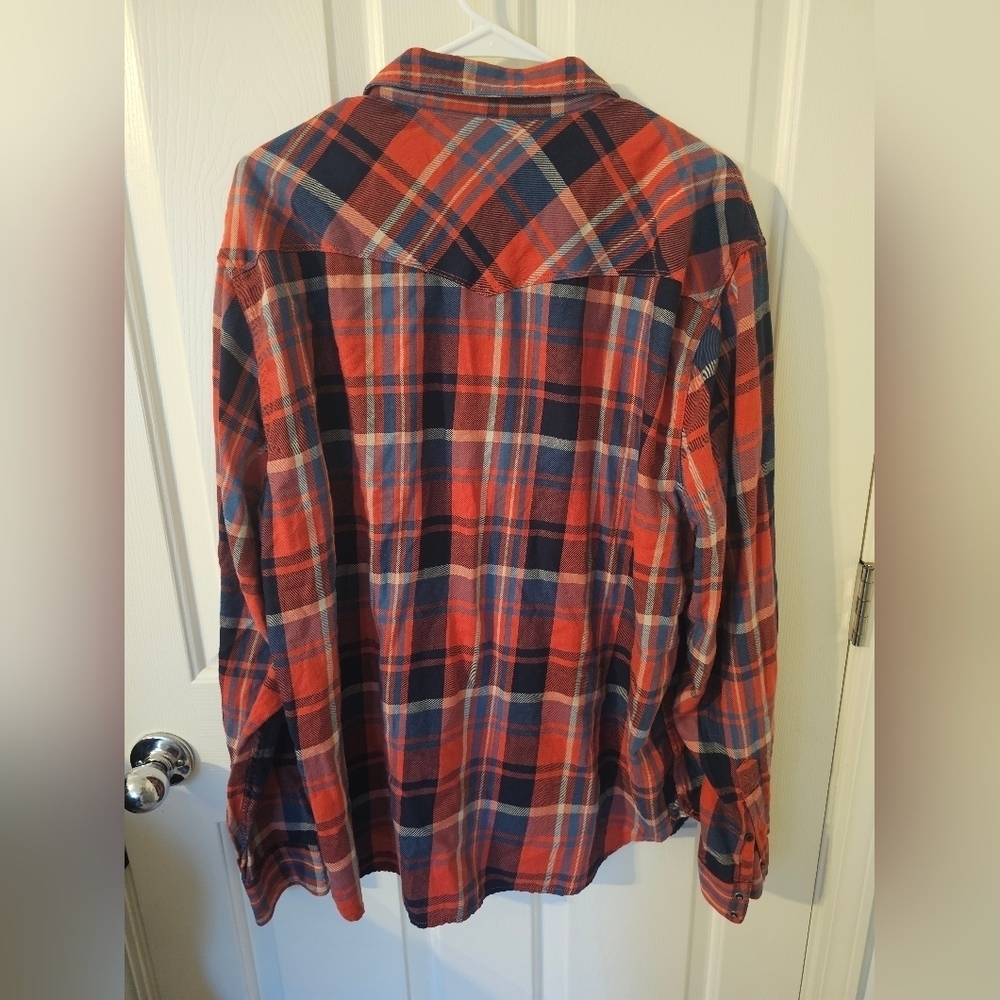 Lucky Brand Mens Plaid Flannel Pearl Snap Western Shirt Size XXL - Picture 3 of 4